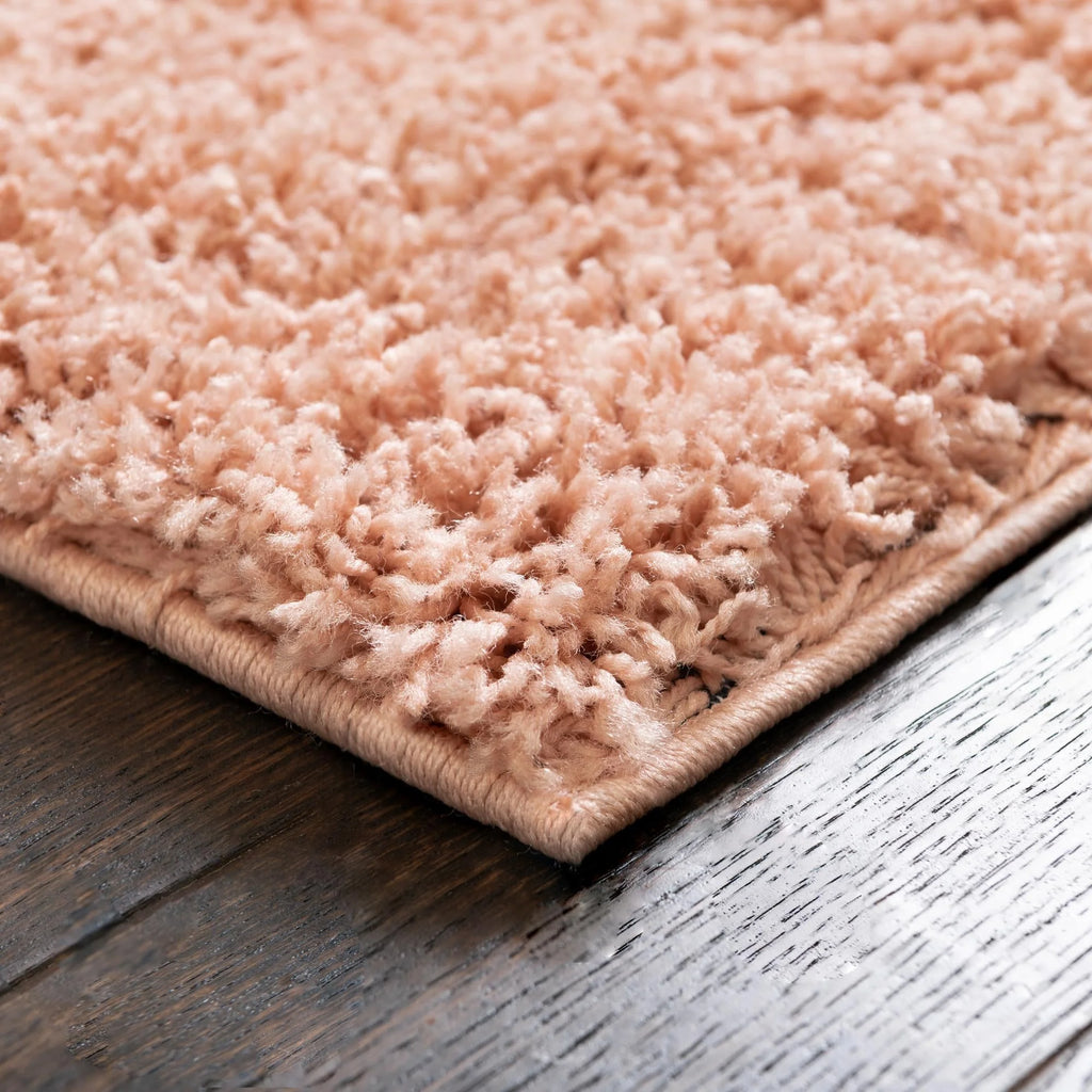 Rose Pink Solid Square Shag Area Rug R54107