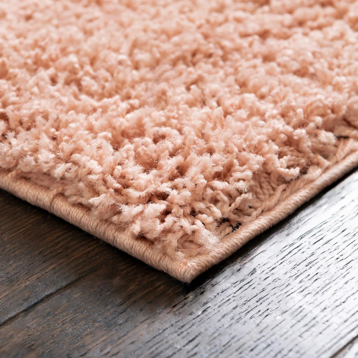Rose Pink Solid Square Shag Area Rug R54107