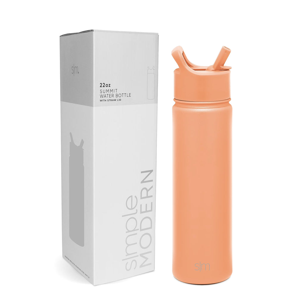 22oz Vacuum Insulated Stainless Steel Water Bottle with Straw Lid M736220