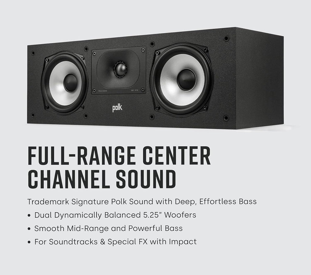 Compact Center Channel Speaker with 1 Terylene Tweeter and Dual 5.25 Woofer, Midnight Black B3861