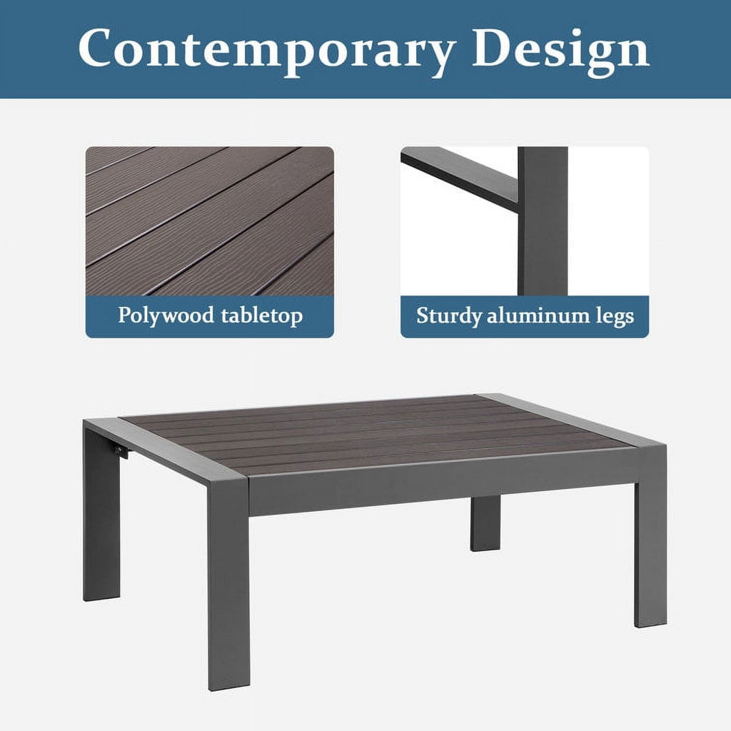 Gray 4-Seat Outdoor Aluminum Sectional Sofa with Cushions G748064