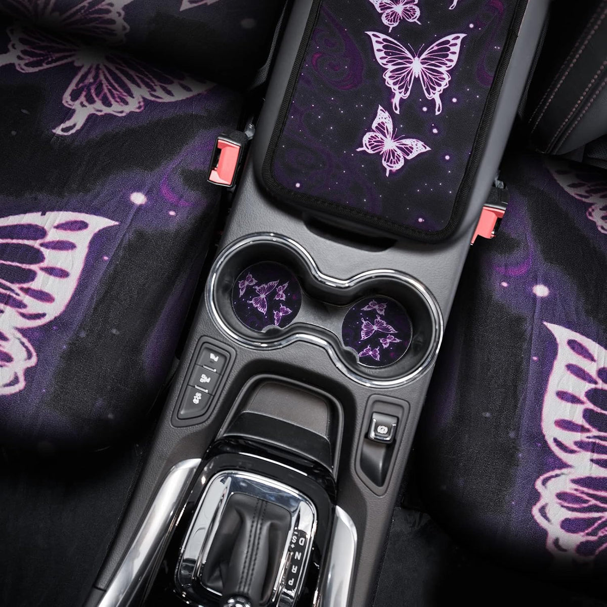 15 Pieces Purple Butterfly Car Seat Covers Full Set F24045