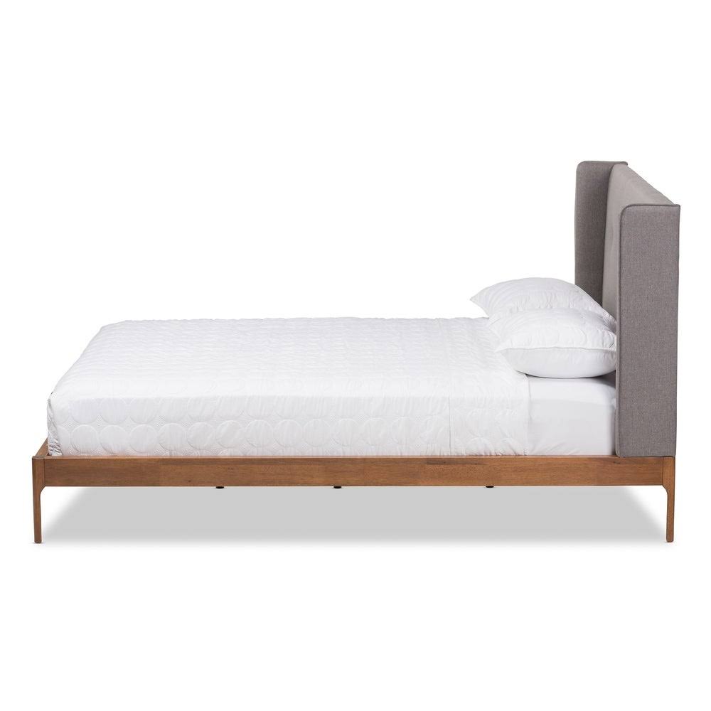 King Grey Fabric Platform Bed K1924