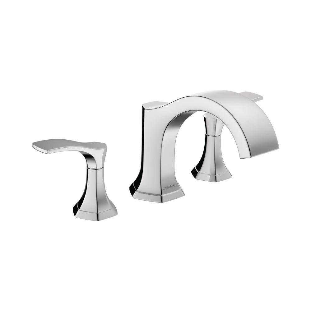 Chrome Double Handle Deck Mounted Roman Tub Faucet Trim M4764