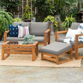 4 Piece Acacia Wood Outdoor Chat Set with Glass Top Coffee Table X55327