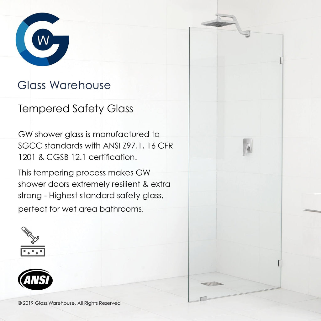 Frameless Shower Door, Polished Chrome Q42968