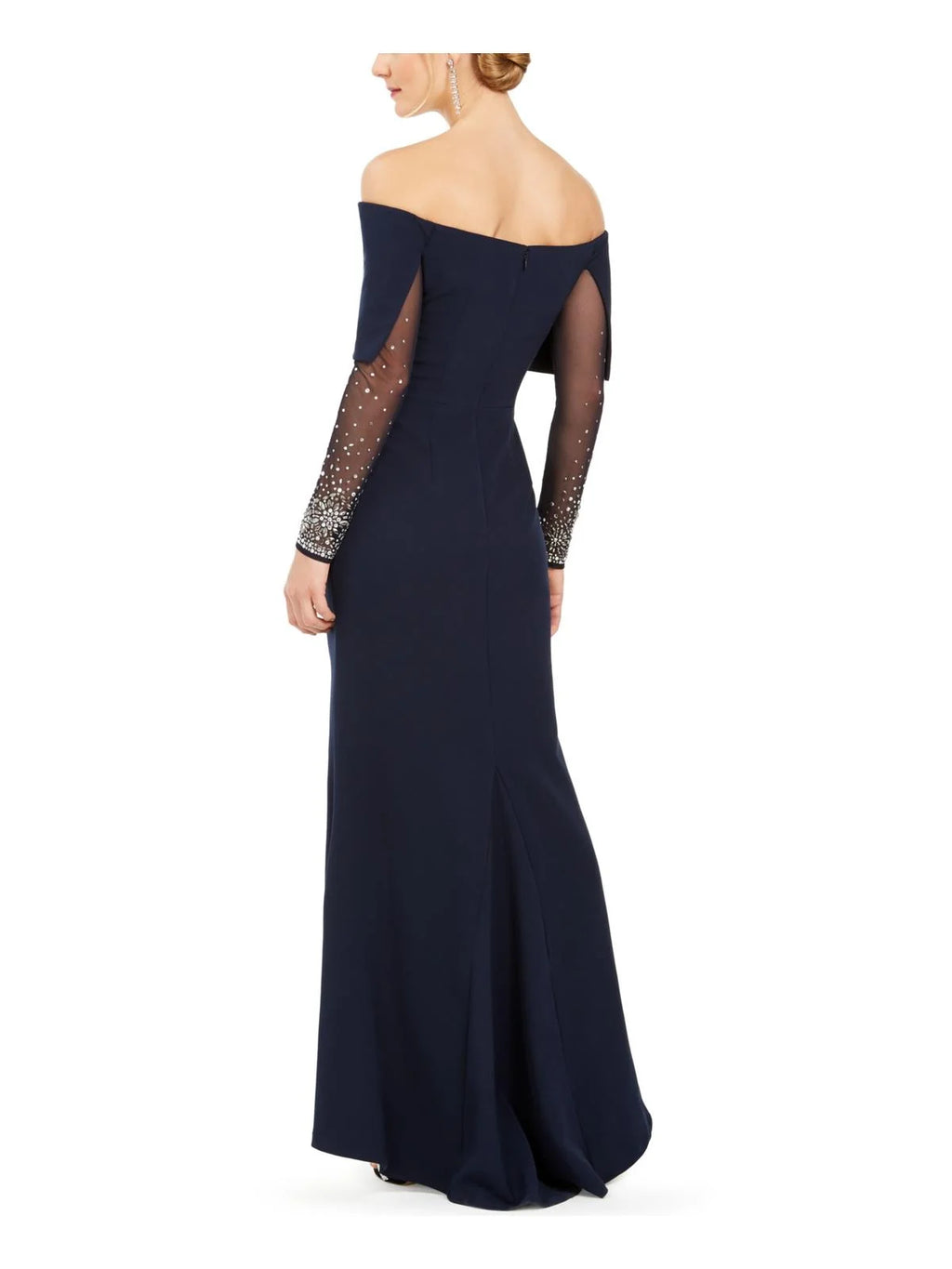 Blue Off-Shoulder Embellished Dress W9471