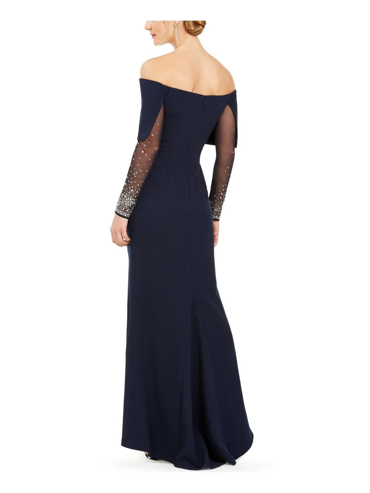 Blue Off-Shoulder Embellished Dress W9471