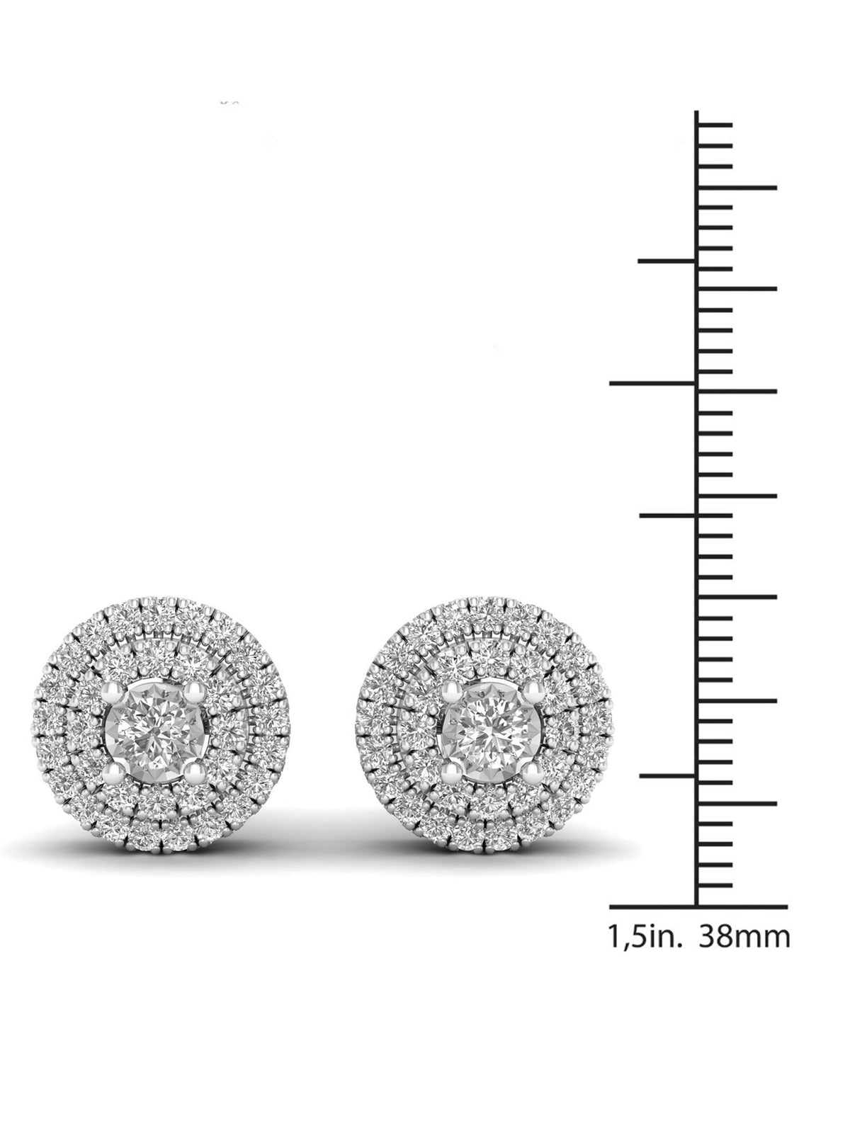 1/4ct TW Diamond Sterling Silver Double Halo Stud Earrings Q499