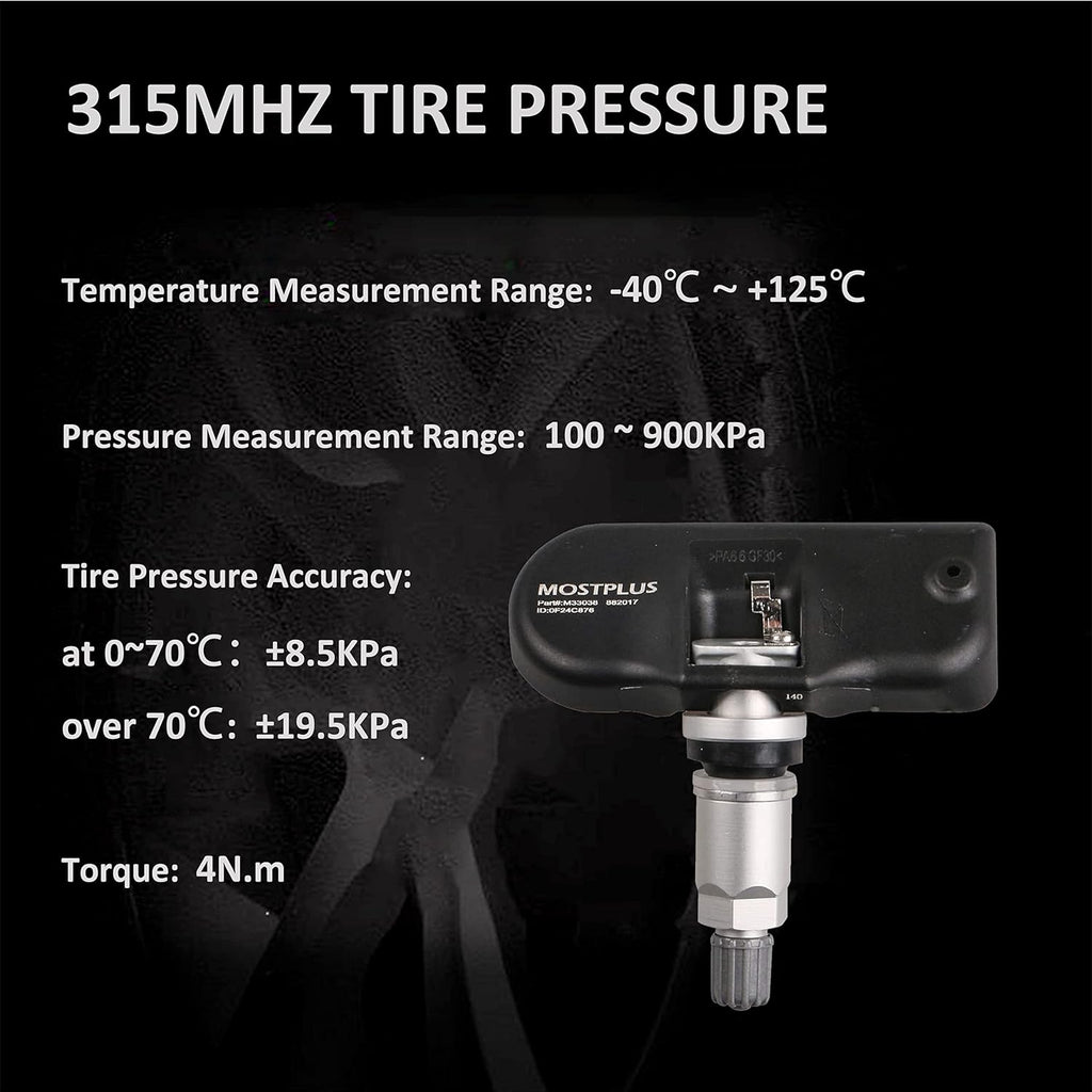 Tire Pressure Monitor Sensor TPMS 433MHz Set of 4 I63535