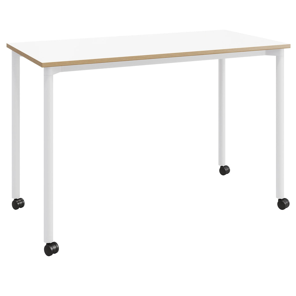 White Office Desk with Casters Plywood O963416