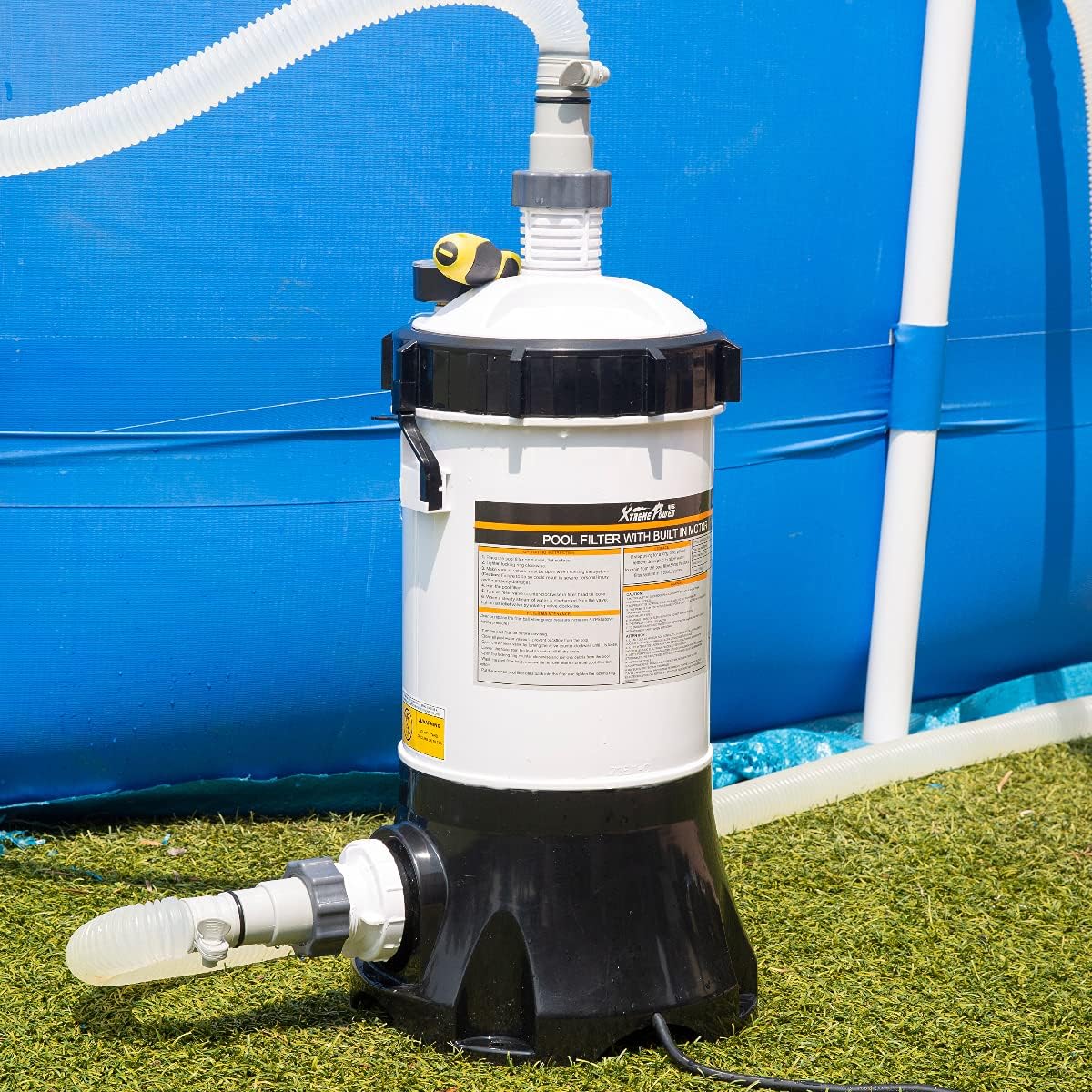White/Black Pool Cartridge Filter with Built-in Pump P137