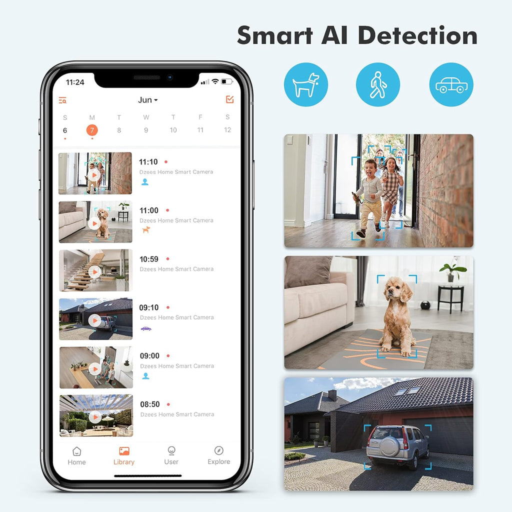 Solar Security Camera Outdoor Wireless with Siren and Spotlight, Battery Powered WiFi, Motion Detection, Color Night Vision, IP66 Waterproof D6074