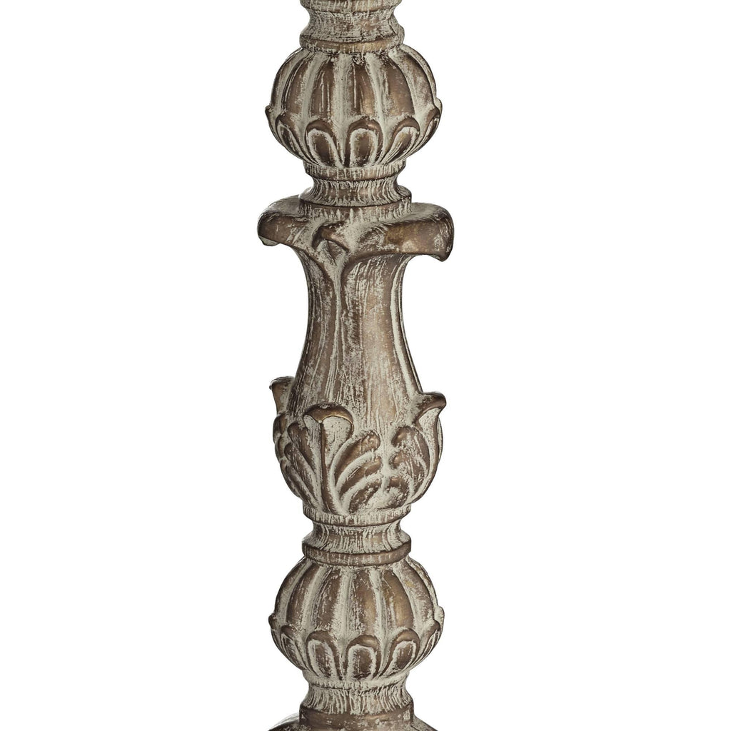 Crystal Antique White Candlestick Table Lamp with Beige Bell Shade R88300