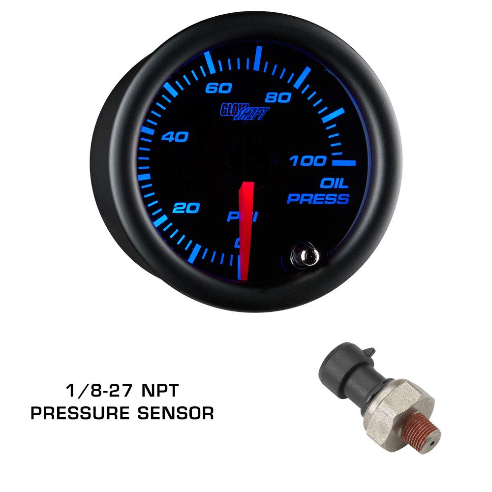 Black 7 Color 100 PSI Oil Pressure, Water Temperature & Transmission Temperature Gauges with Triple Pillar Pod H502024