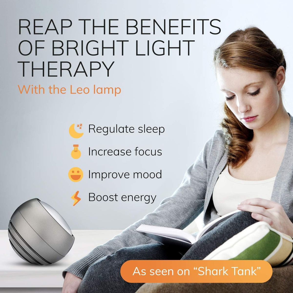 Light Therapy Lamp, UV-Free LED, 10,000 Lux, Full Spectrum, Light Grey N101079