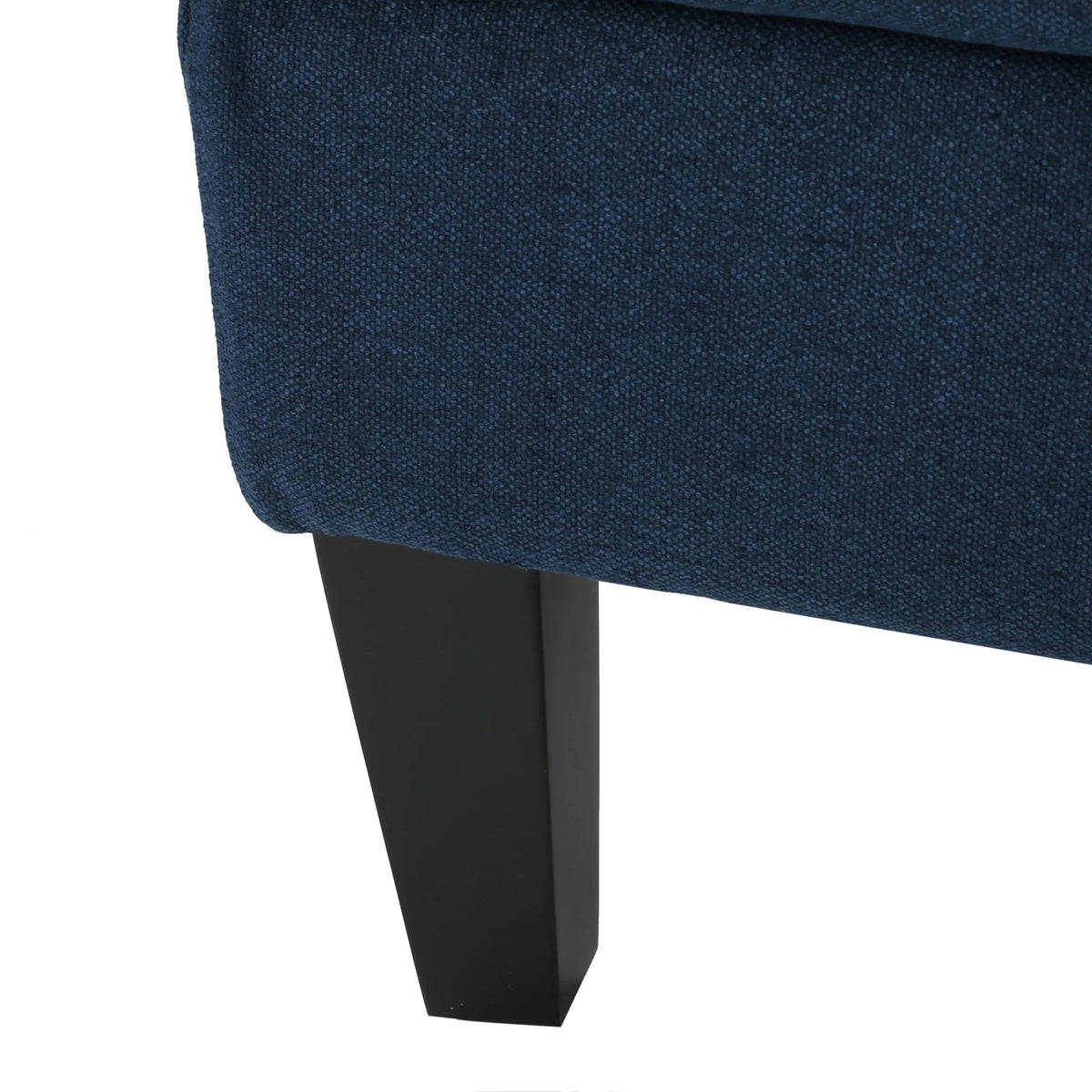 Dark Blue Fabric Sectional Couch with Storage Ottoman N732606
