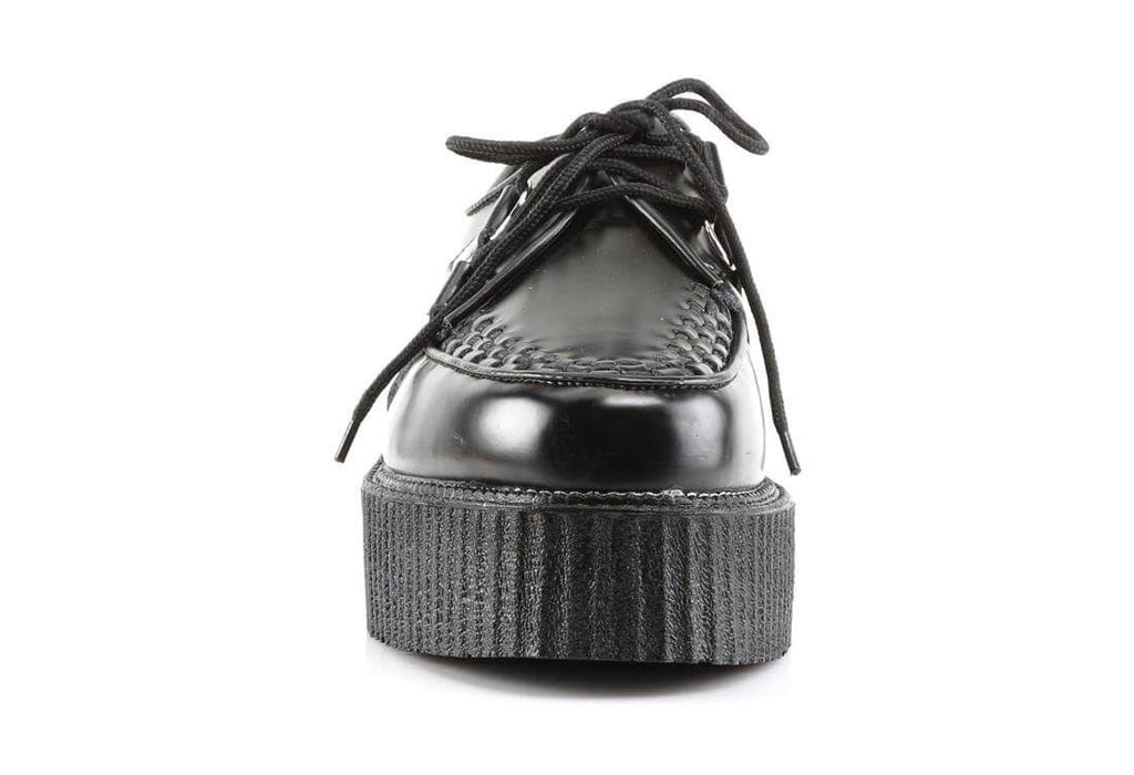 Black Leather Creeper Shoes V15007