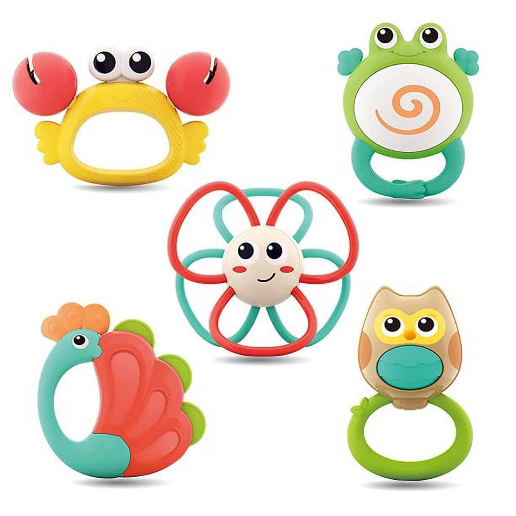 5 Pack Baby Rattle Teething Toys with Storage Case Z58190