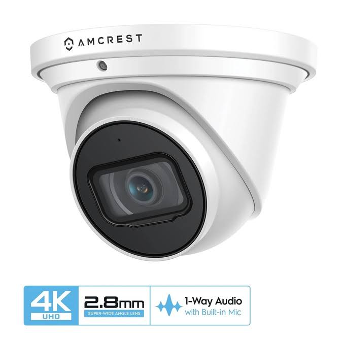 4K Outdoor Security IP Turret PoE Camera, 98ft Nightvision, 2.8mm Lens, IP67 Weatherproof Z882039