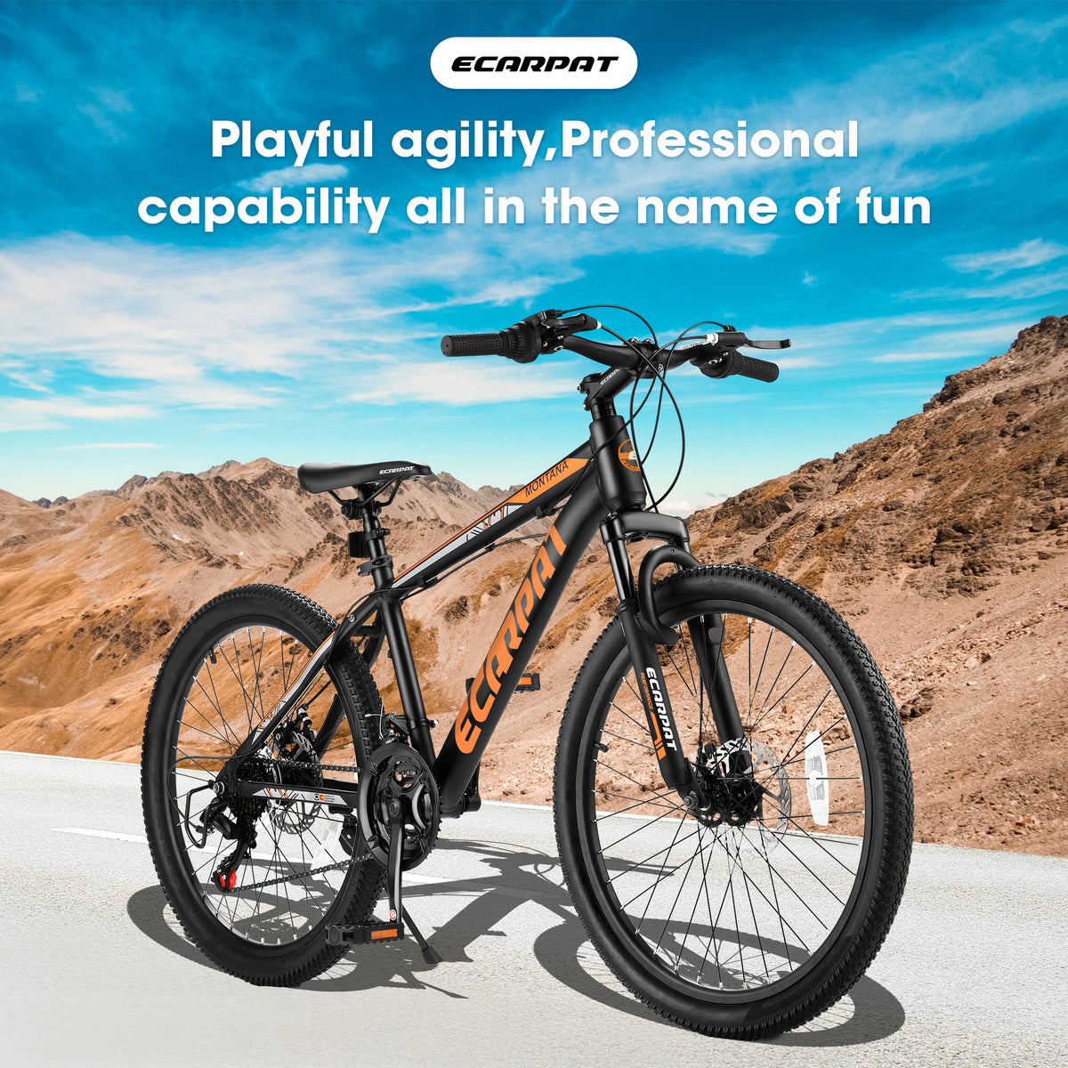 Orange 24in Mountain Bike Aluminium Frame 21-Speed U933