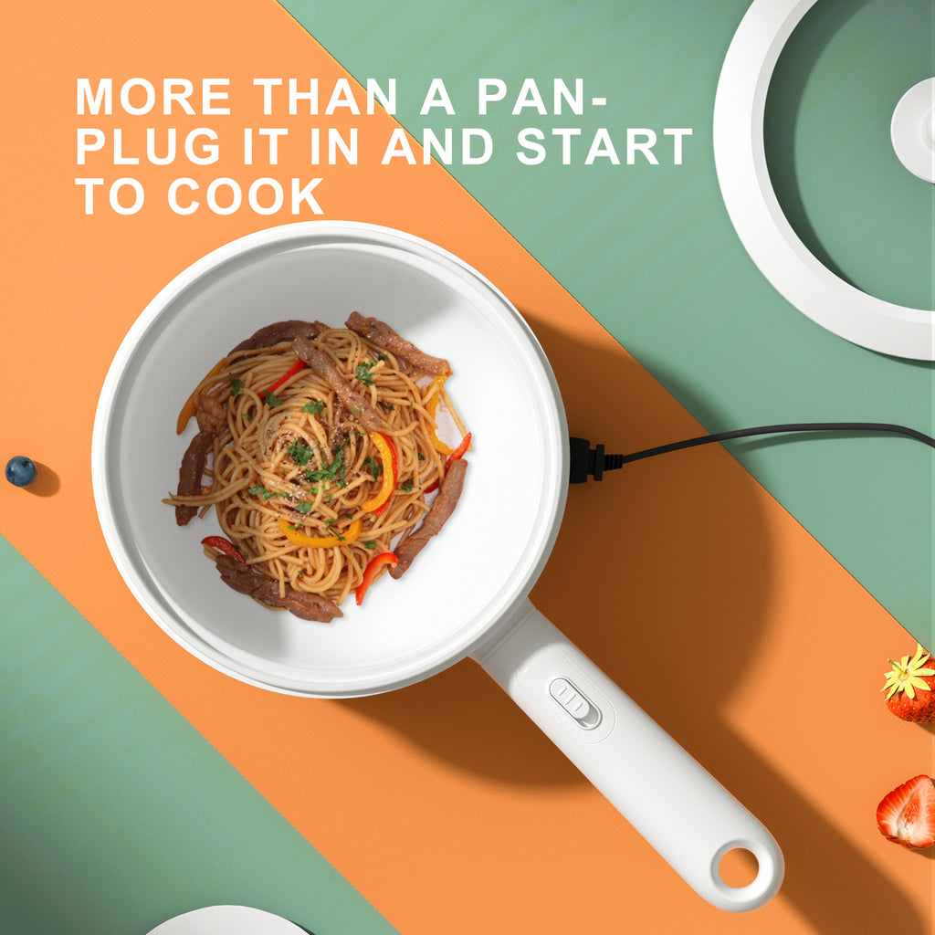 Non-Stick Electric Hot Pot with Strainer, 2.64 Quart, White U58738