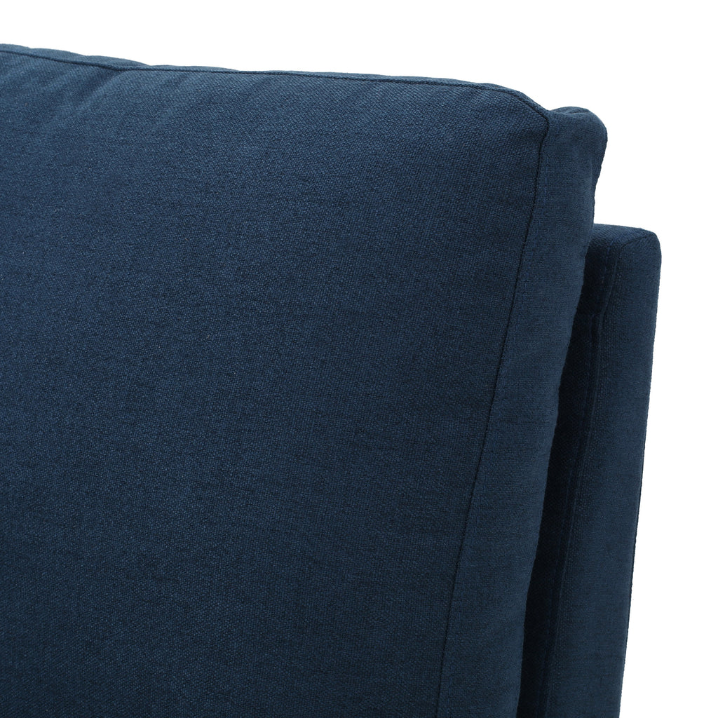 Dark Blue Fabric Sectional Couch with Storage Ottoman N732606