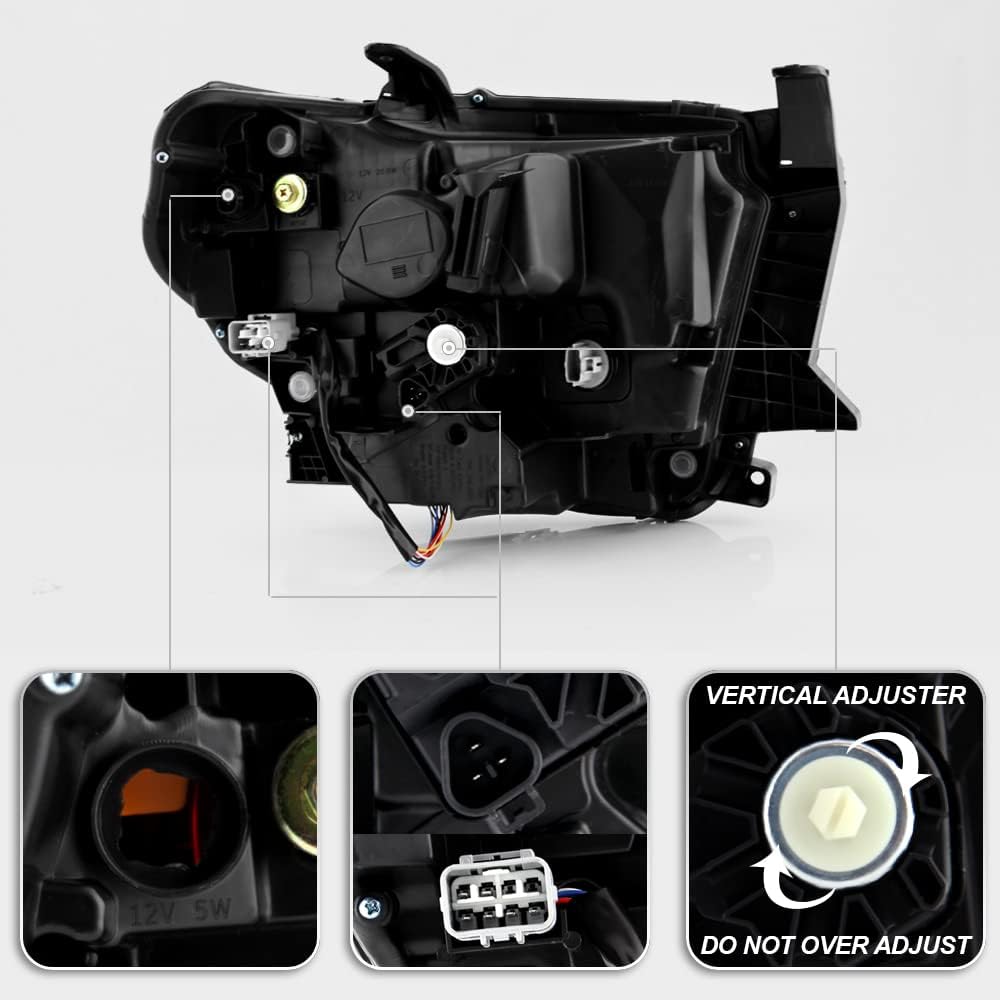 Smoked Chrome Housing LED DRL LED Headlights Headlamps Assembly Pair M401