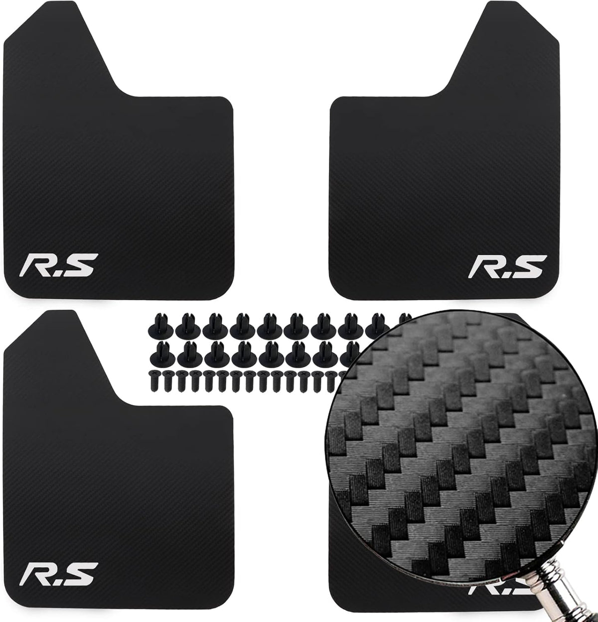 4pcs Carbon Fiber Mud Flaps with Hardware L178760