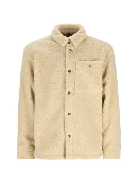 Napapijri logo-embroidered fleece shirt jacket