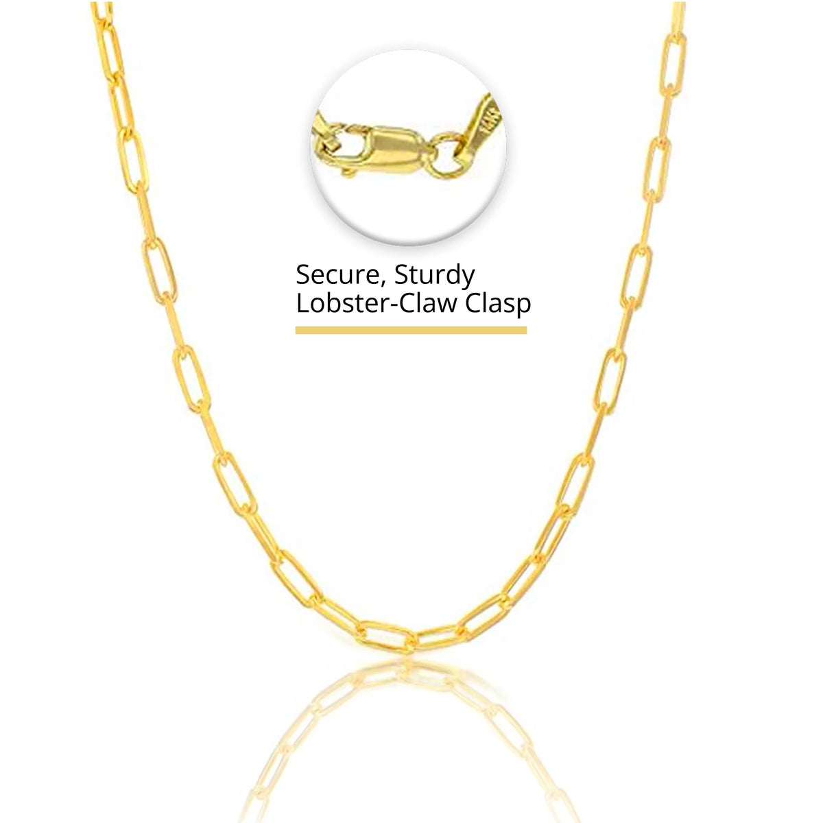 Sterling Silver Gold Plated Paperclip Chain Necklace, 1.8mm, 16.0" Y5513