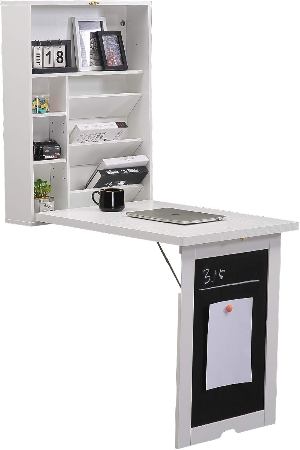 4 Tier Wall Mounted Folding Desk with Magnetic Board L979