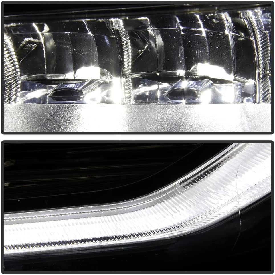 Smoked Chrome Housing LED DRL LED Headlights Headlamps Assembly Pair M401
