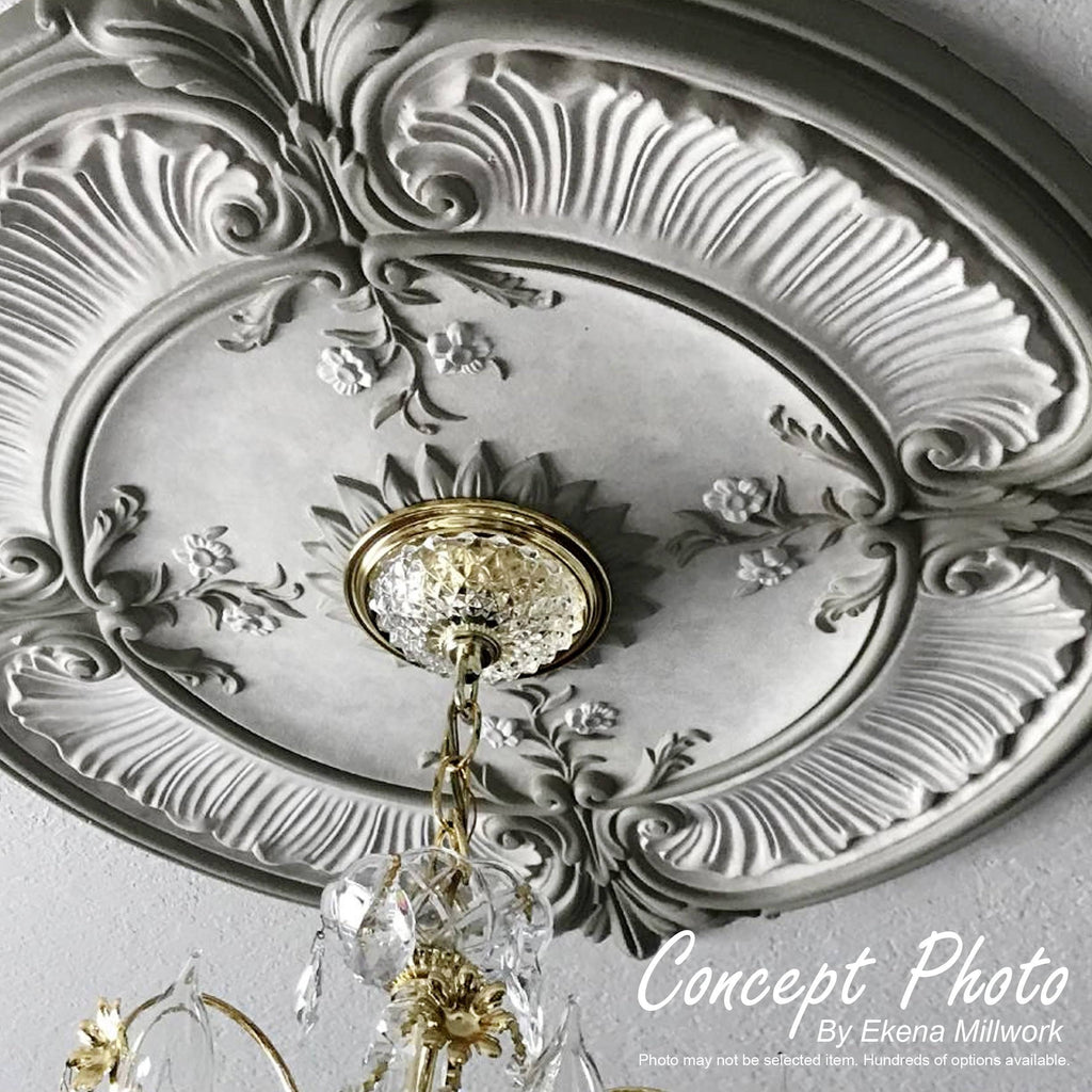 18 inch x 1 3/4 inch Hand-Painted Silver Ceiling Medallion N223