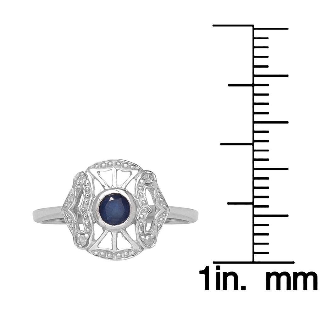 Vintage Style Genuine Round Sapphire and Diamond Accent Ring X36039