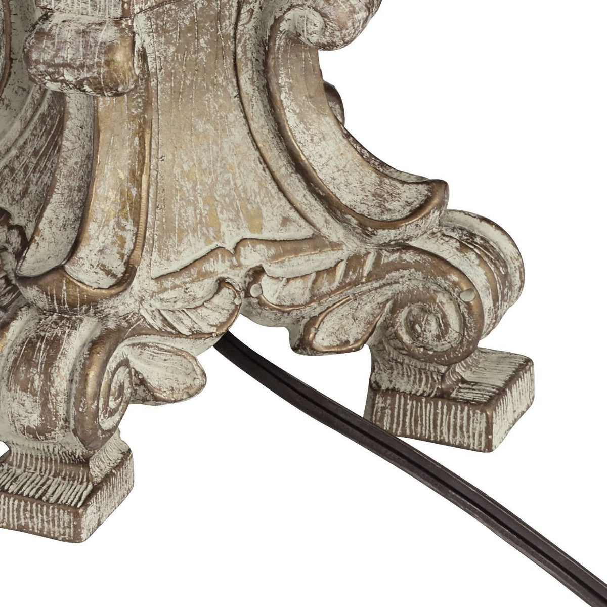 Crystal Antique White Candlestick Table Lamp with Beige Bell Shade R88300