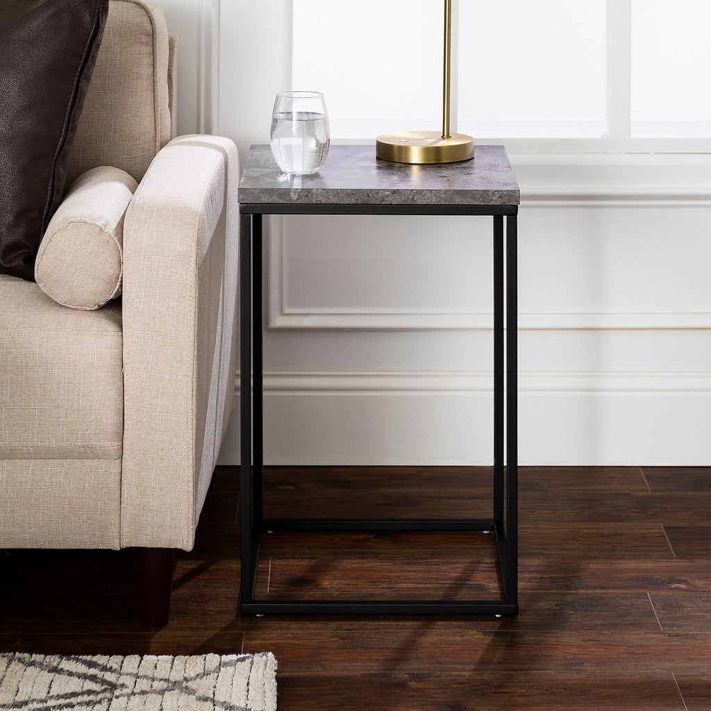 Dark Concrete Square Side Table Q6852