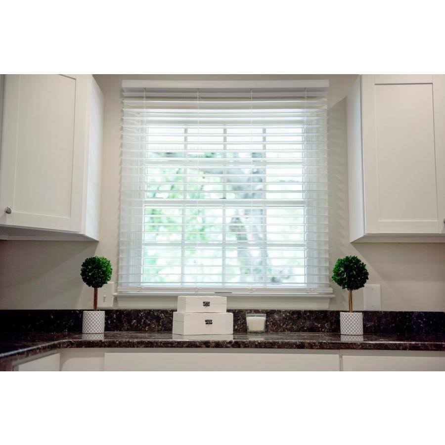 Cordless Soft White Faux Wood Room Darkening Blinds Q848