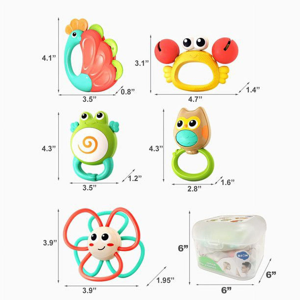 5 Pack Baby Rattle Teething Toys with Storage Case Z58190