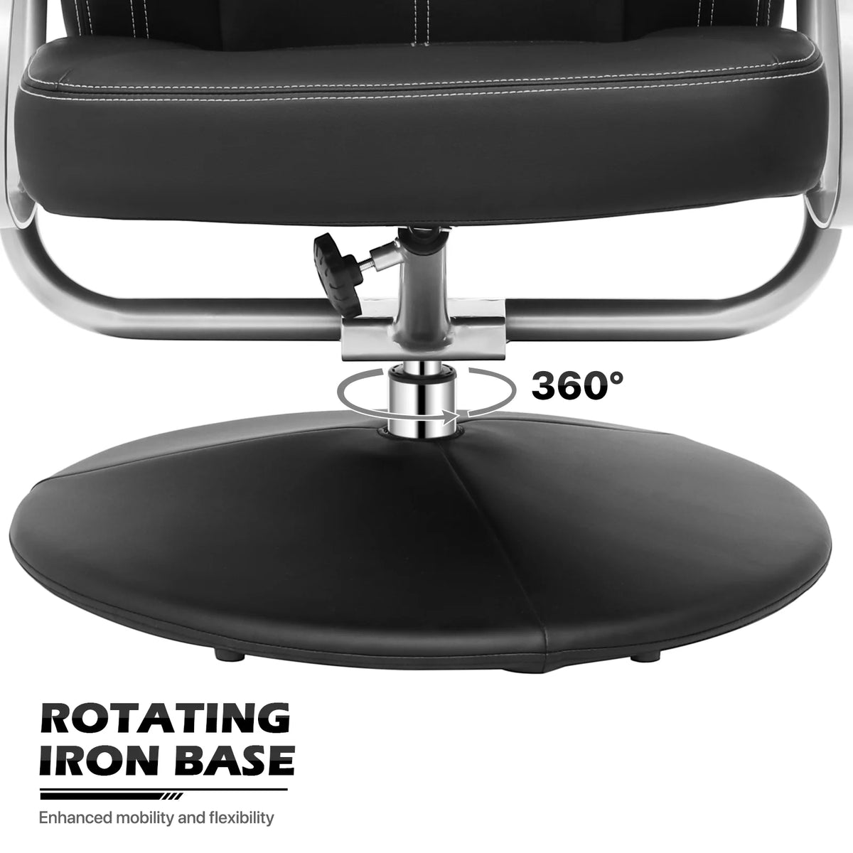 Black PU Leather Swivel Recliner with Ottoman S219