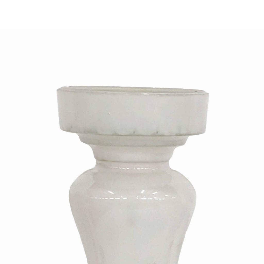 White Glass Candle Holder Set of 2 T34042
