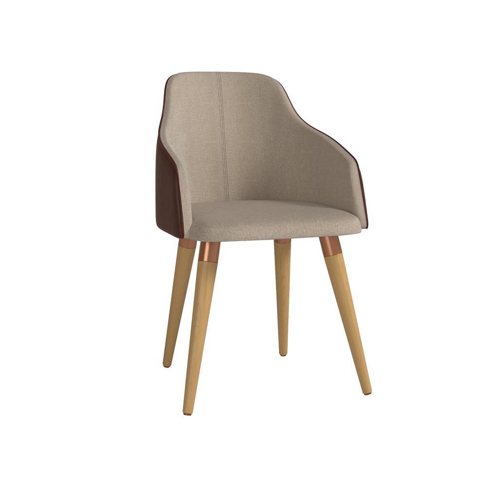 Brown Fabric Leather Accent Chair Set of 2 K589