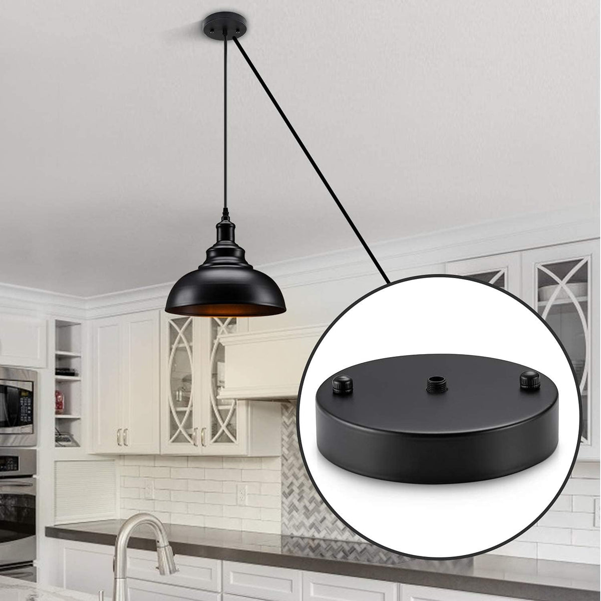 Black Steel Ceiling Canopy Kit with Hardware X62744