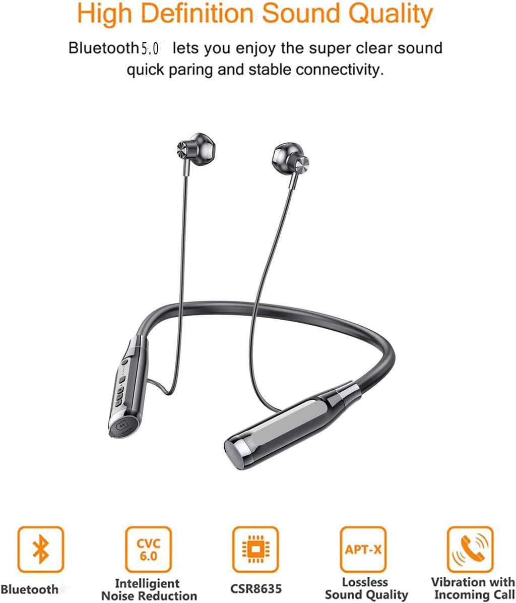 Bluetooth Headphones Neckband Wireless Headset with MP3 Function, 100 Hours Battery Life, Noise Cancelling Microphone, Semi-in-Ear Earbuds F9055