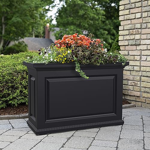 Black 36in L x 16in W x 24in H Planter with Built-in Water Reservoir D407990