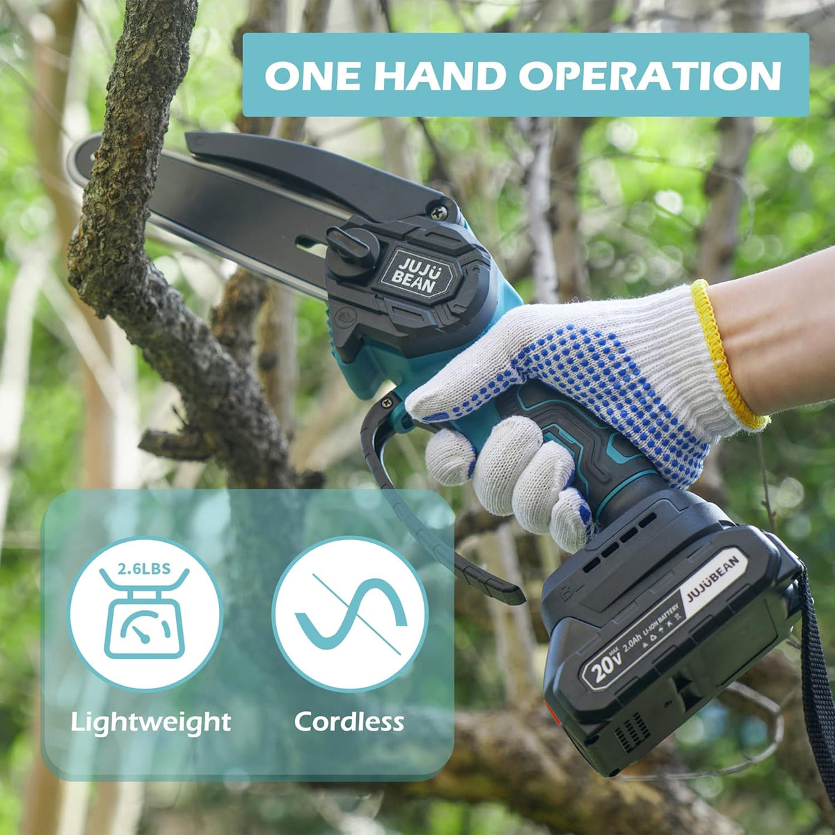 6 Inch Cordless Mini Chainsaw with 2 Rechargeable Batteries L816