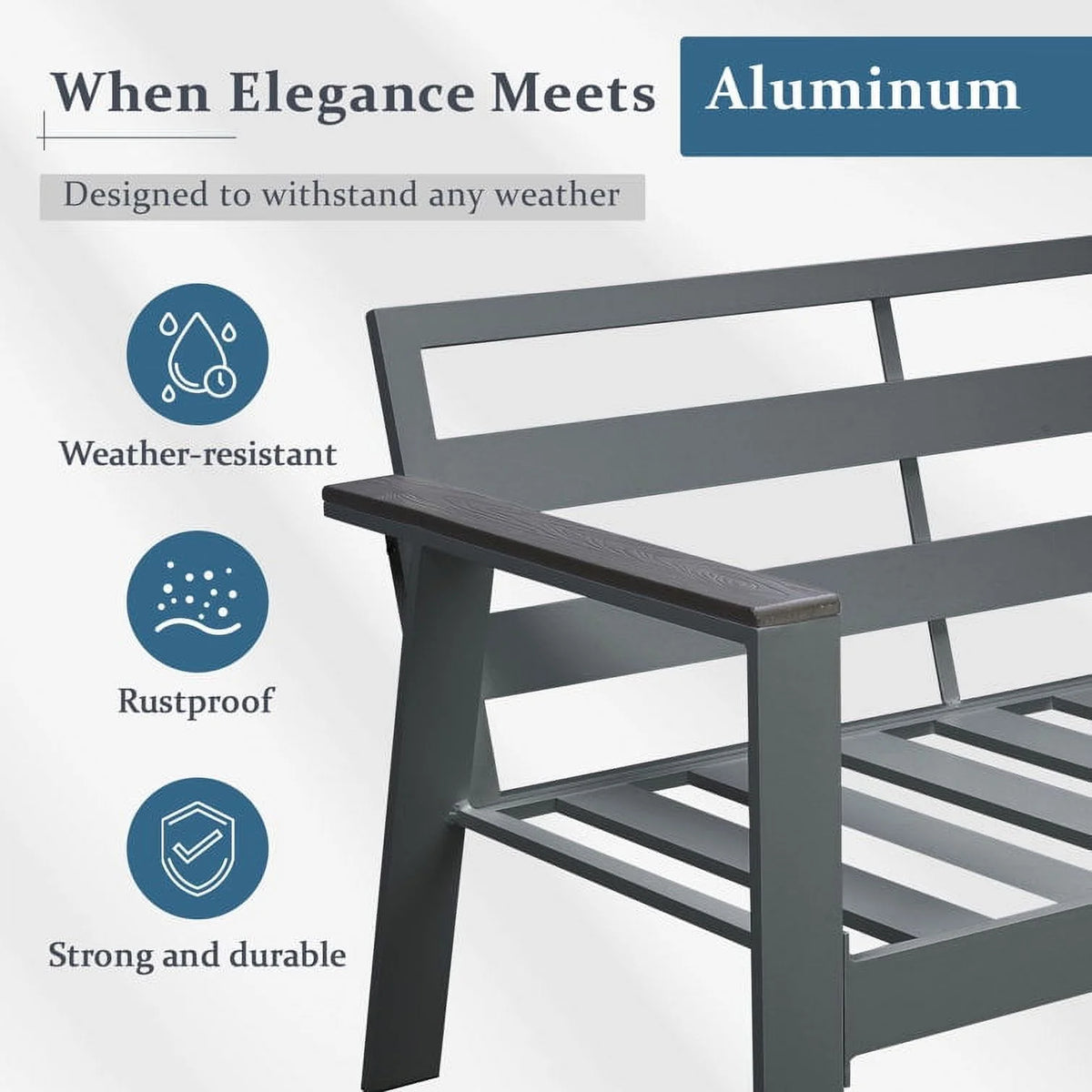 Gray 4-Seat Outdoor Aluminum Sectional Sofa with Cushions G748064
