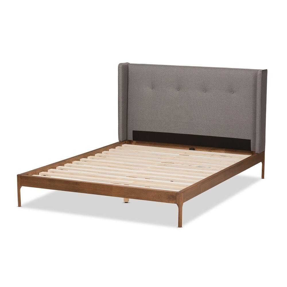 King Grey Fabric Platform Bed K1924