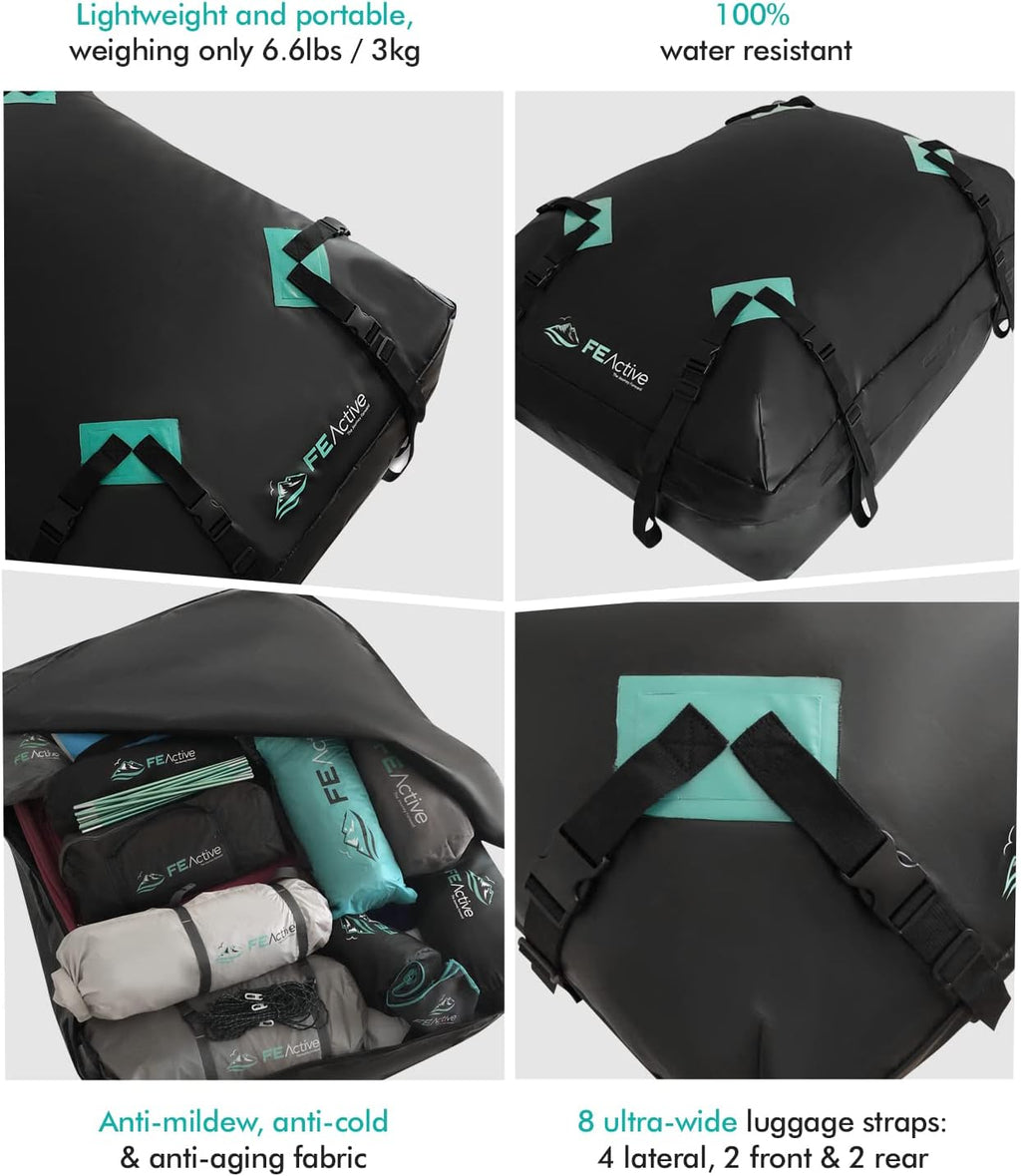 Waterproof 15 Cubic ft. Rooftop Cargo Carrier with Straps R472