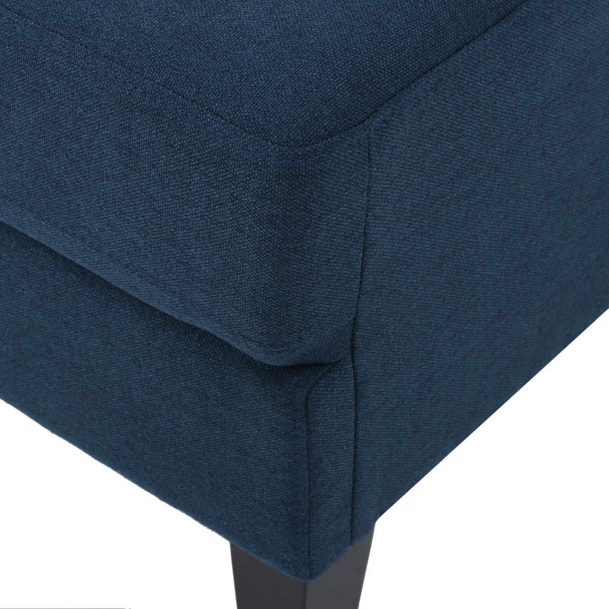 Dark Blue Fabric Sectional Couch with Storage Ottoman N732606